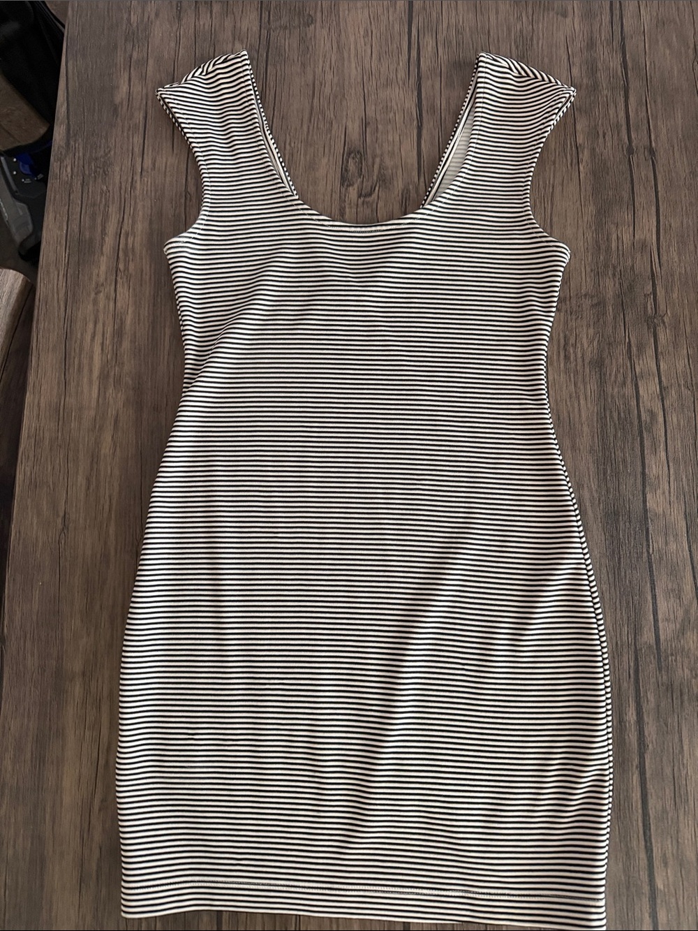 BCBGeneration Black & White Striped Scoop Bodycon Mini Dress